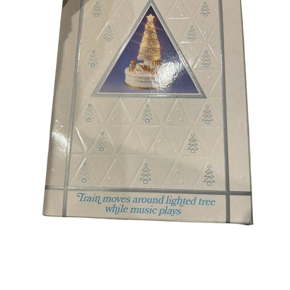 Vintage Lighted Christmas Tree Revolving Train Music Box 1987 Roman w/Orig Box - Picture 12 of 12